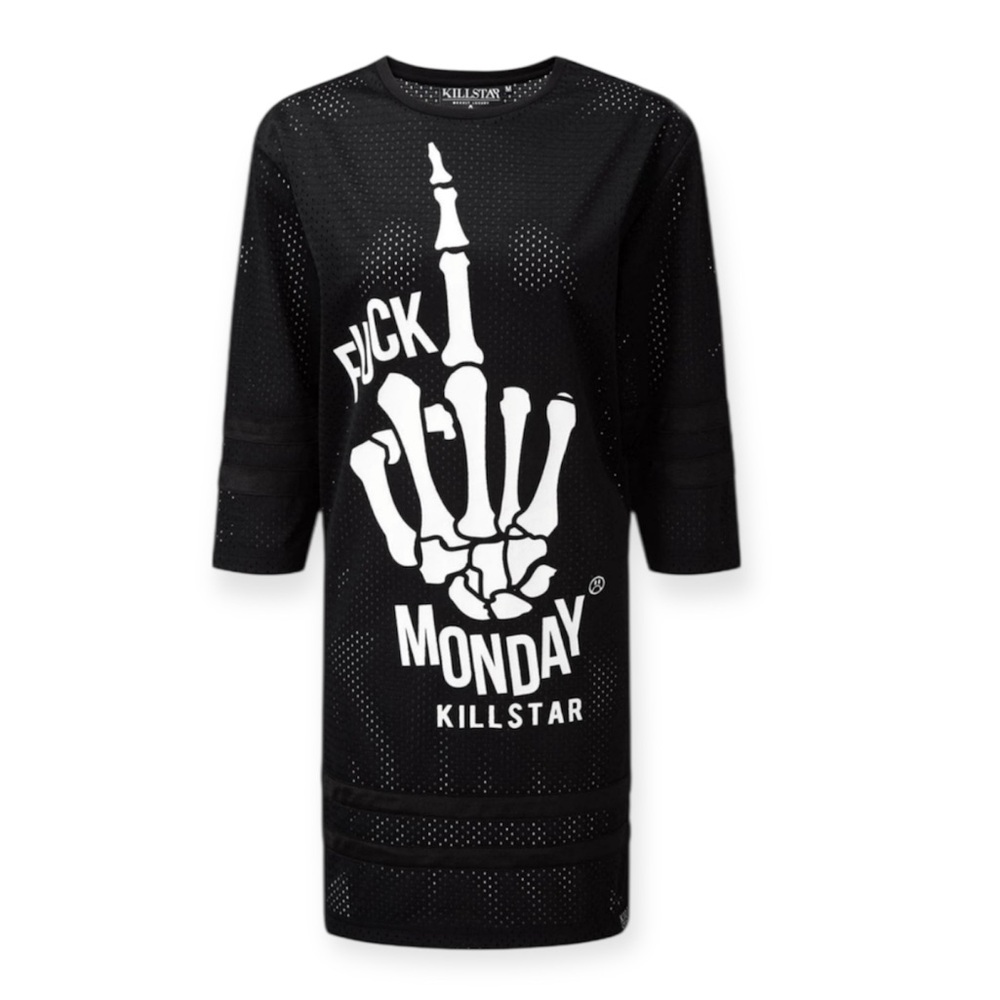 Killstar F**k Monday Oversized Mesh Hockey Jersey Dress NWT